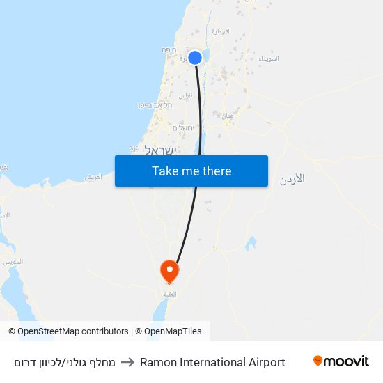 מחלף גולני/לכיוון דרום to Ramon International Airport map