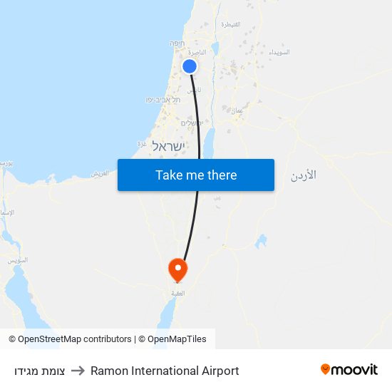 צומת מגידו to Ramon International Airport map