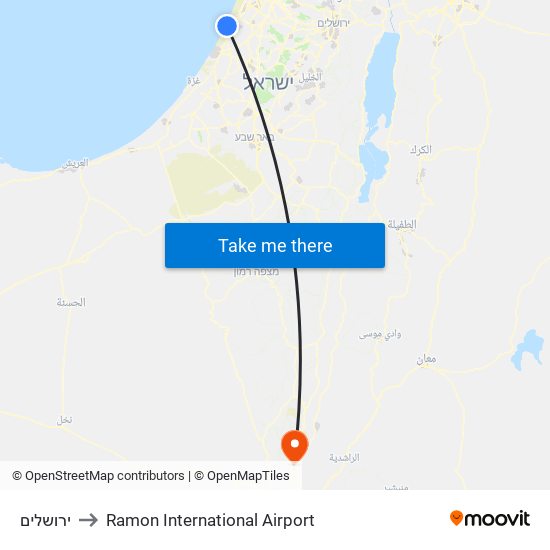 ירושלים to Ramon International Airport map