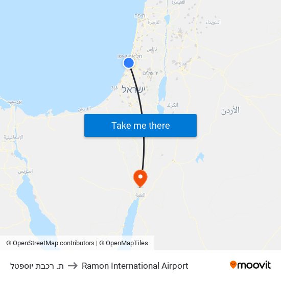 ת. רכבת יוספטל to Ramon International Airport map