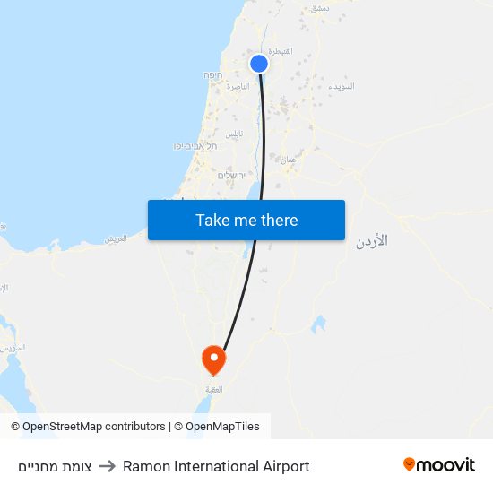 צומת מחניים to Ramon International Airport map