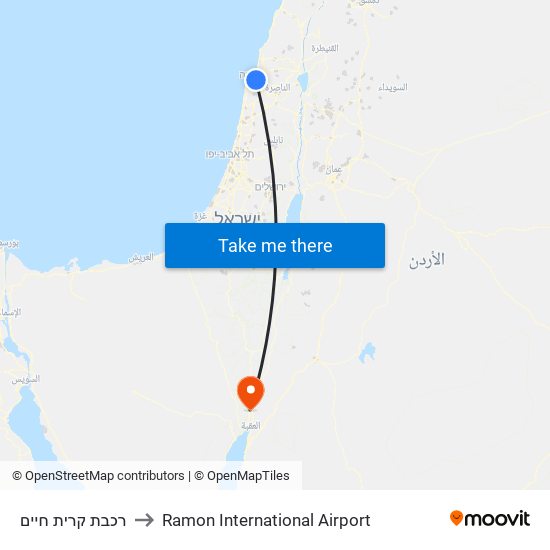 רכבת קרית חיים to Ramon International Airport map