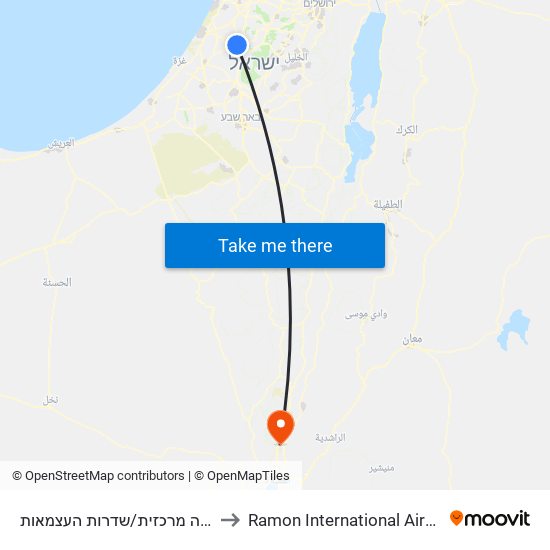 תחנה מרכזית/שדרות העצמאות to Ramon International Airport map