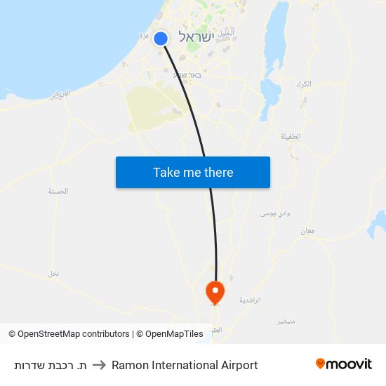 ת. רכבת שדרות to Ramon International Airport map