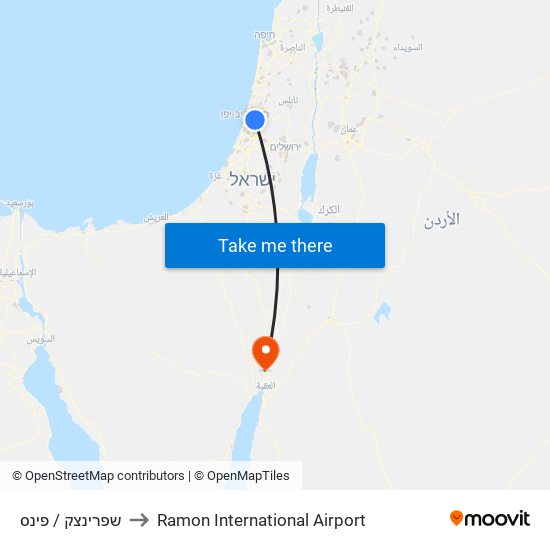 שפרינצק / פינס to Ramon International Airport map