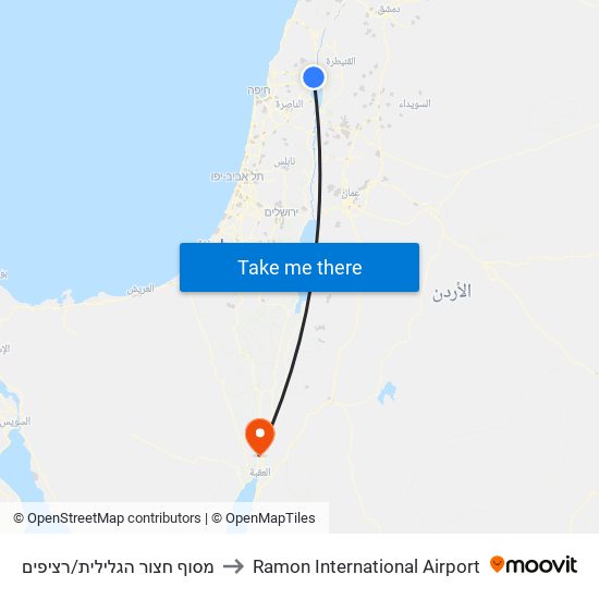 מסוף חצור הגלילית/רציפים to Ramon International Airport map