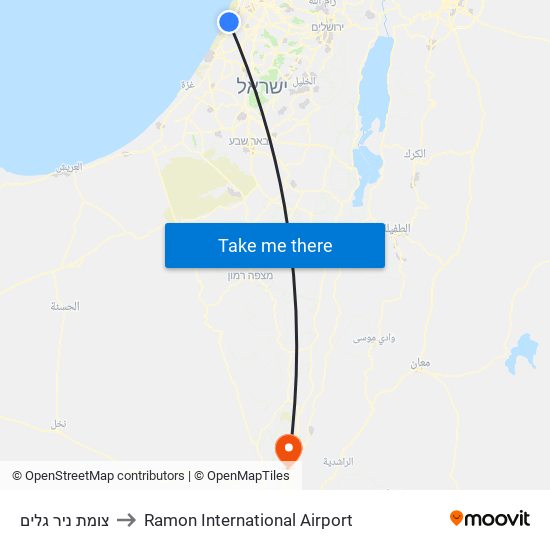 צומת ניר גלים to Ramon International Airport map