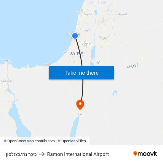 כיכר נח/כצנלסון to Ramon International Airport map