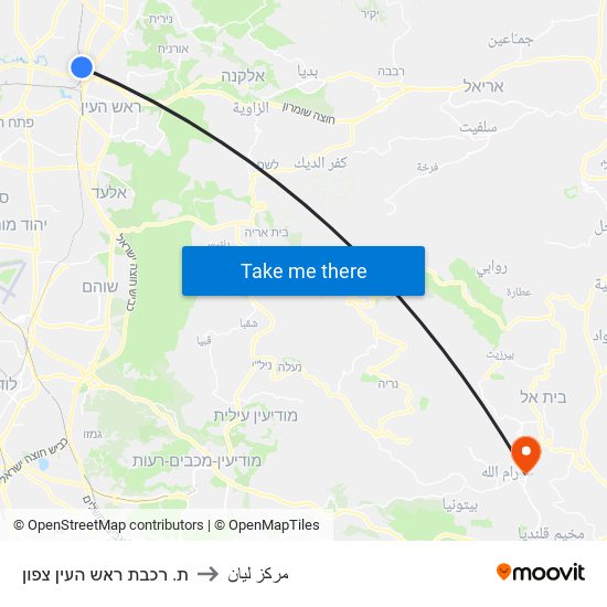 ת. רכבת ראש העין צפון to مركز ليان map