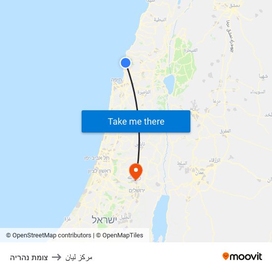 צומת נהריה to مركز ليان map