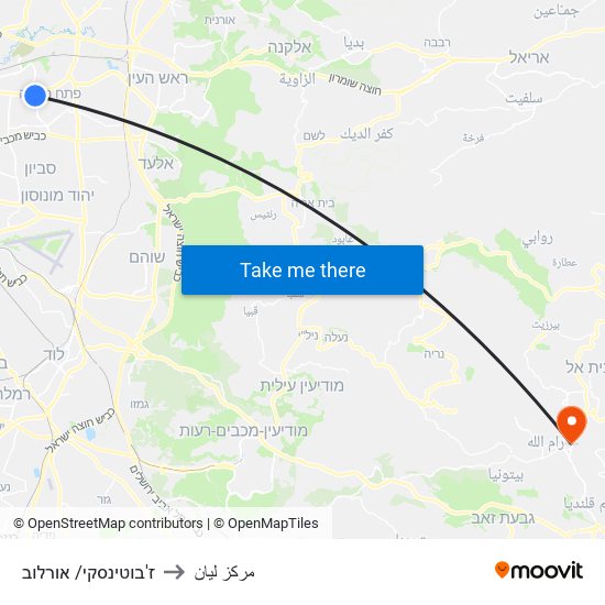 ז'בוטינסקי/ אורלוב to مركز ليان map