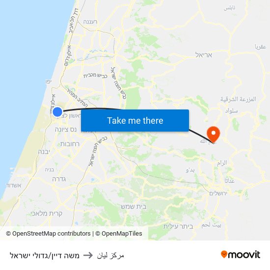 משה דיין/גדולי ישראל to مركز ليان map