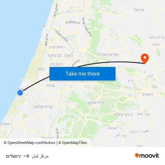 ירושלים to مركز ليان map