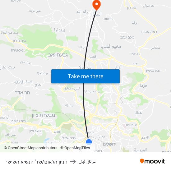 חניון הלאום/שד' הנשיא השישי to مركز ليان map