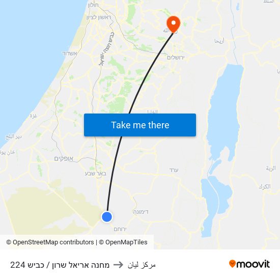 מחנה אריאל שרון / כביש 224 to مركز ليان map