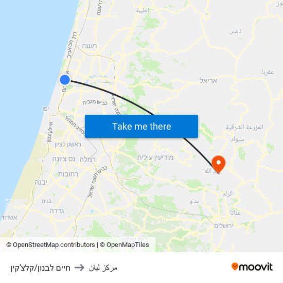 חיים לבנון/קלצ'קין to مركز ليان map