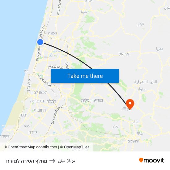 מחלף הסירה למזרח to مركز ليان map