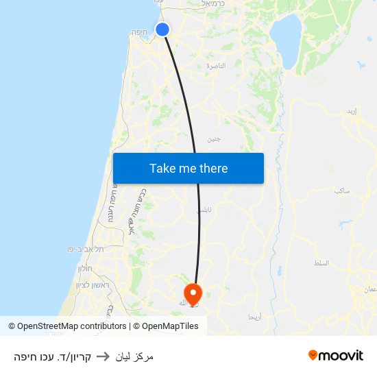 קריון/ד. עכו חיפה to مركز ليان map