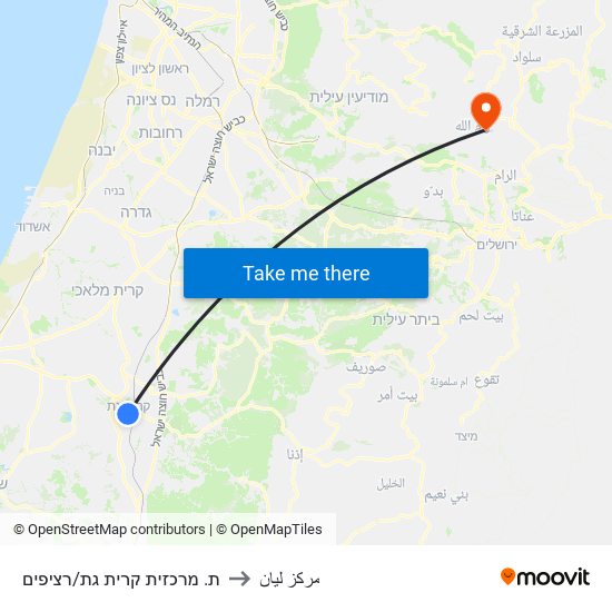 ת. מרכזית קרית גת/רציפים to مركز ليان map