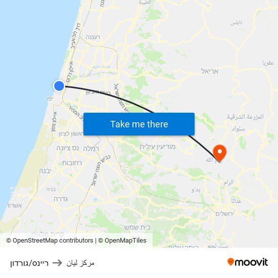 ריינס/גורדון to مركز ليان map