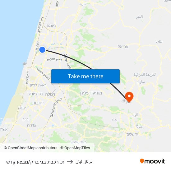 ת. רכבת בני ברק/מבצע קדש to مركز ليان map