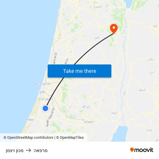 מכון ויצמן to מרפאה map