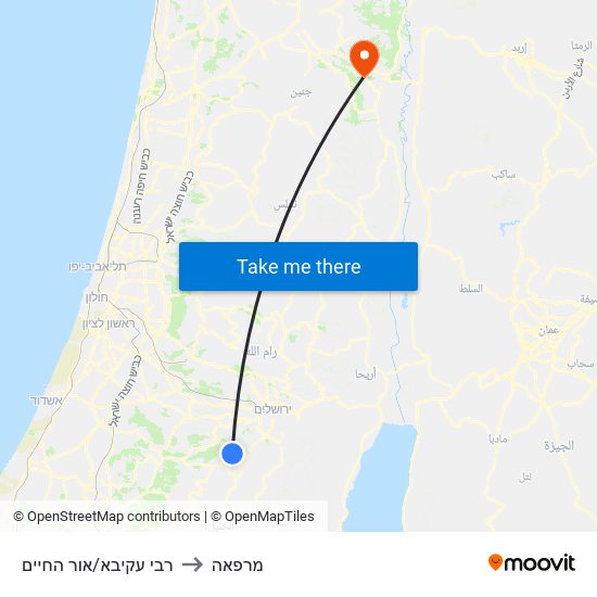 רבי עקיבא/אור החיים to מרפאה map