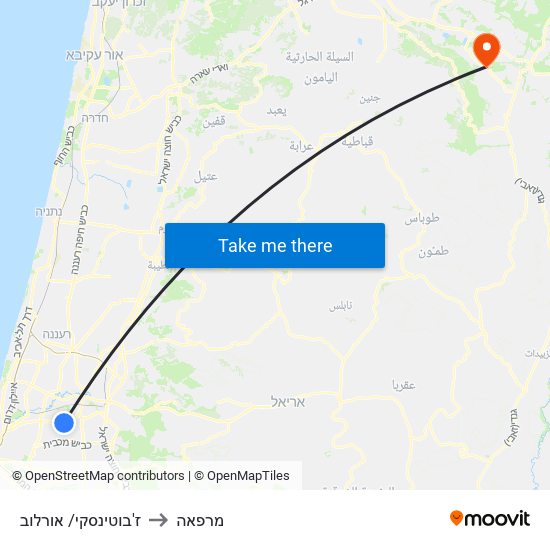 ז'בוטינסקי/ אורלוב to מרפאה map