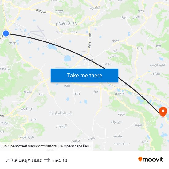 צומת יקנעם עילית to מרפאה map
