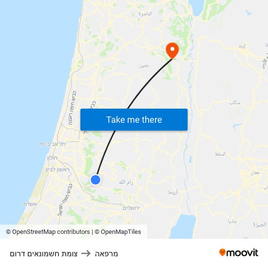 צומת חשמונאים דרום to מרפאה map