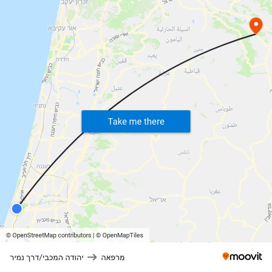 יהודה המכבי/דרך נמיר to מרפאה map