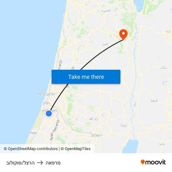 הרצל/סוקולוב to מרפאה map