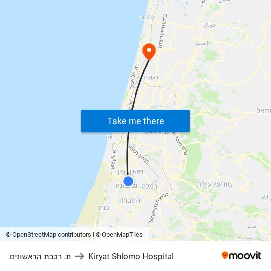 ת. רכבת הראשונים to Kiryat Shlomo Hospital map