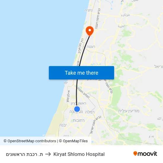 ת. רכבת הראשונים to Kiryat Shlomo Hospital map