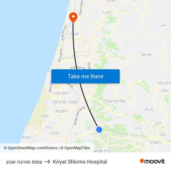 צומת חטיבה שבע to Kiryat Shlomo Hospital map
