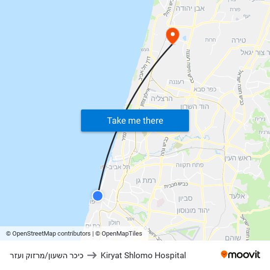 כיכר השעון/מרזוק ועזר to Kiryat Shlomo Hospital map
