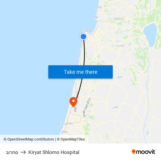 סחרוב to Kiryat Shlomo Hospital map
