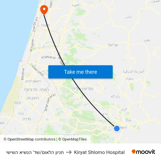 חניון הלאום/שד' הנשיא השישי to Kiryat Shlomo Hospital map