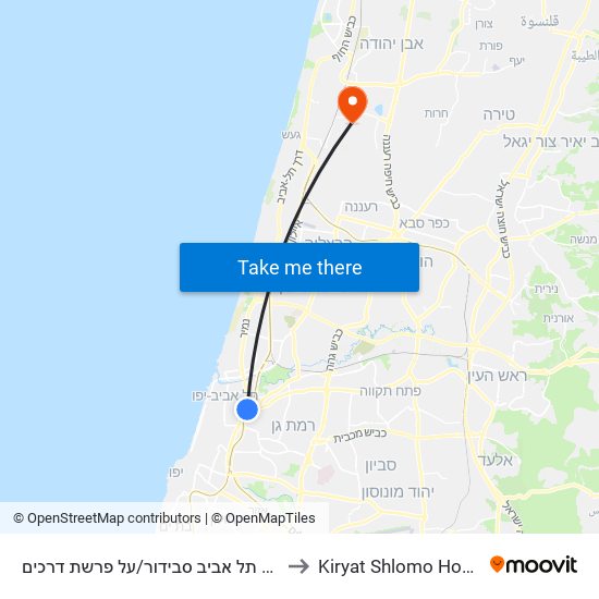 ת. רכבת תל אביב סבידור/על פרשת דרכים to Kiryat Shlomo Hospital map