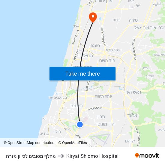 מחלף מסובים   לכיוון מזרח to Kiryat Shlomo Hospital map