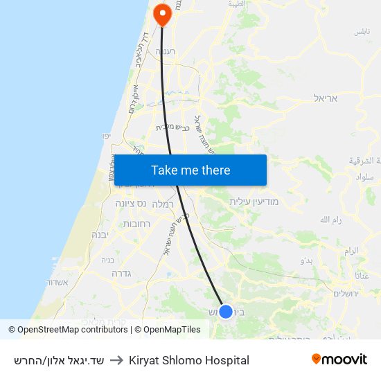 שד.יגאל אלון/החרש to Kiryat Shlomo Hospital map
