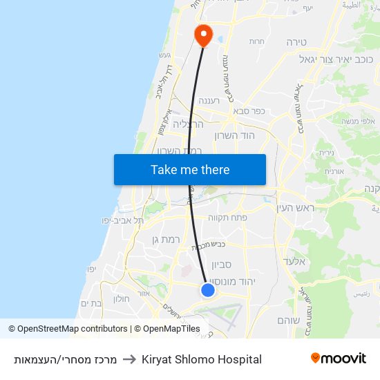 מרכז מסחרי/העצמאות to Kiryat Shlomo Hospital map