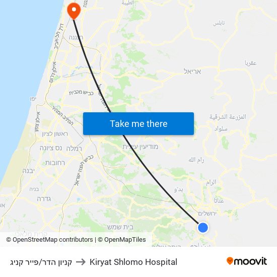 קניון הדר/פייר קניג to Kiryat Shlomo Hospital map
