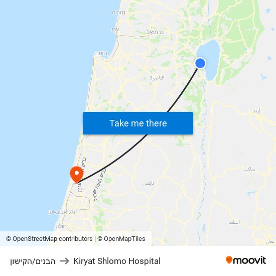 הבנים/הקישון to Kiryat Shlomo Hospital map