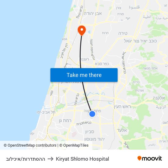 ההסתדרות/איכילוב to Kiryat Shlomo Hospital map