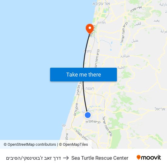 דרך זאב ז'בוטינסקי/הסיבים to Sea Turtle Rescue Center map