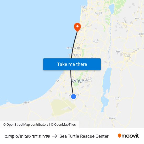 שדרות דוד טוביהו/סוקולוב to Sea Turtle Rescue Center map