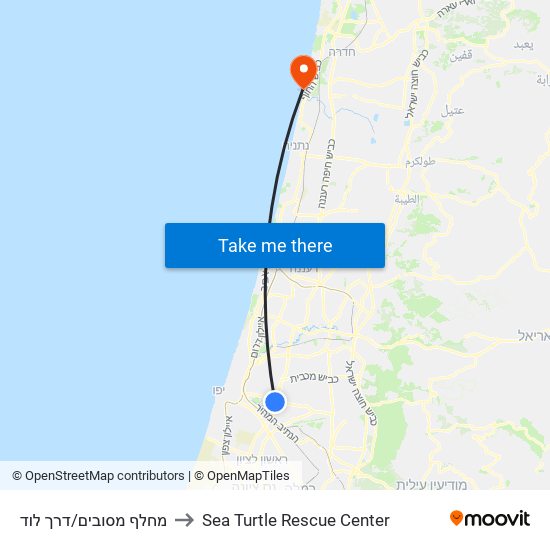 מחלף מסובים/דרך לוד to Sea Turtle Rescue Center map
