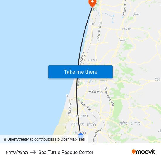 הרצל/עזרא to Sea Turtle Rescue Center map