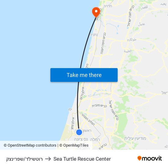 רוטשילד/שפרינצק to Sea Turtle Rescue Center map
